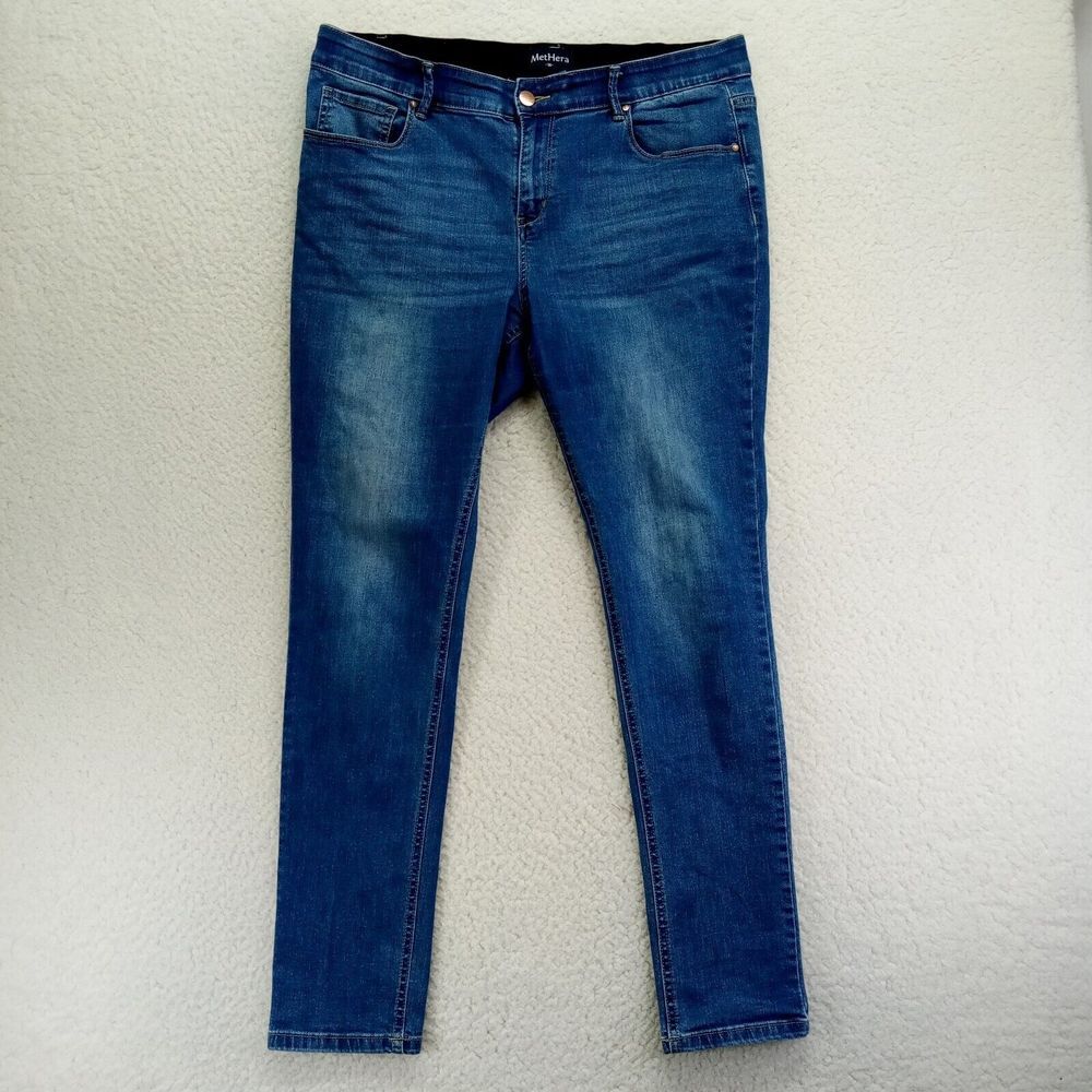 MetHera Jeans Womens 16 (36) Blue Skinny‎ Medium Wash Cotton Blend Stretch Denim